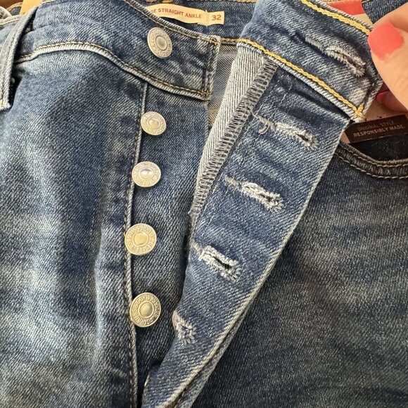Levis Womens Ribcage Straight Ankle‎ High Rise Button Fly Jeans Sz 32 NWT Denim - Picture 9 of 10